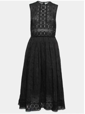 Zimmermann Black Lace Midi Dress with Embroidered Bodice Size 0
